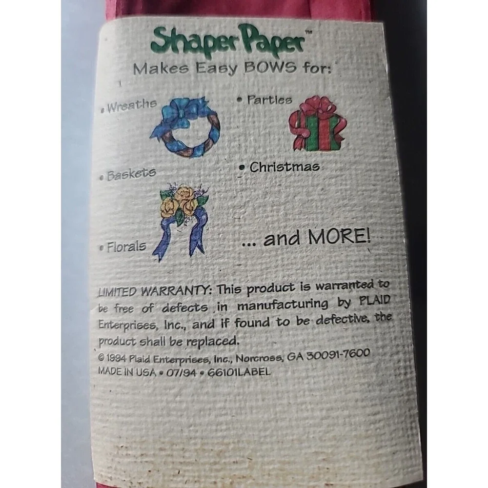 Plaid Shaper Paper Red Wire-Edged Paper Ribbon, Vintage READ